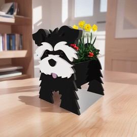 Small Schnauzer Black Dog Planter Plant Pots,Animal Shaped Planter Pot, Premium Garden Succulent Plant Pots Cute Dog Design, Storage Container Planters for Outdoor Plants 9.8 x 6.3 inch