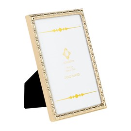 Concepts 4x6 Gold Bamboo Textured Metal Picture Frames for Family Photos - Elegant Wallhung and Tabletop Decor in Bulk