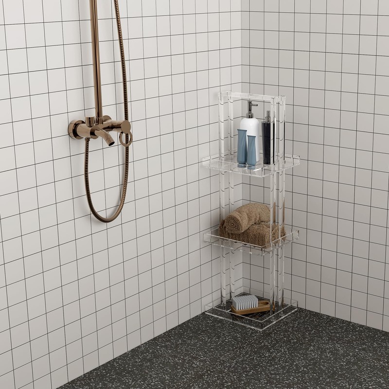 Aquiver Acrylic Standing Shower Caddy - 3 Tier Shower Organizer