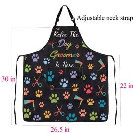 FUSTMW Dog Groomer Apron with Pockets Dog Grooming Apron Waterproof Dog Hair Cutting Apron for Stylist Pet Groomer Apron (Dog Groomer Apron)
