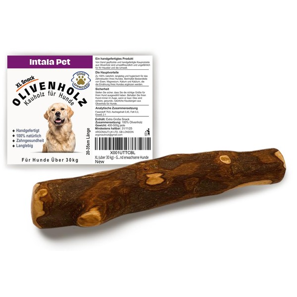 Olive Wood for Dogs XL 1 Piece Chew Wood for Dogs XL, Wooden Bone Natural Chew Bone Chew Bar