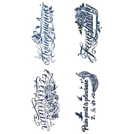 Jagua Tattoo Tattoo Stickers, 2 Weeks Disappearing Henna Tattoo Real Tribal Cross Star Moon Sun Feather English Letters Symbol Wings Skeleton 4 Types 4 Types (gz4072)
