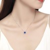 Dainty September Sapphire Birthstone Necklace, 925 Sterling Silver Round Solitaire