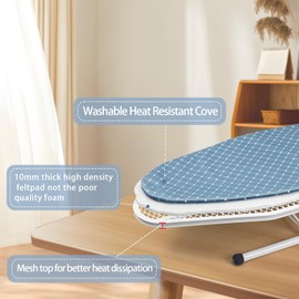 Duwee 12"×32" Table Top Ironing Board with Iron Rest,Small Ironing Board with Heat Resistant Cover,Thicken Felt Padding,Portable Ironing Board with Non-Slip Feet for Home, Laundry Rooms, Dorms