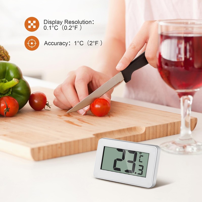 AiQInu Mini Thermometer Fridge Digital, Magnetic Fridge Thermometer with Hook,