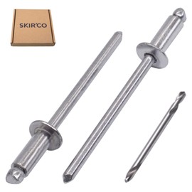 SKIR'CO (100 pcs) Aluminium Blind Rivets 3.2 x 8 mm, Aluminium Mandrel, Pop Rivets, Dome Head, One Drill Bit Included