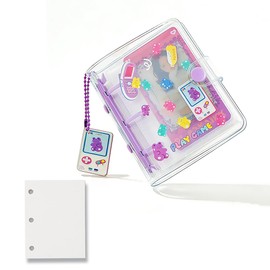 KUAIDHFK Sticker Notebook, A8, Transparent, Mini 3-Hole Binder, Clear Seal Notebook, Cute Sticker Binder, Girls, Cute, Removable, 10 Pages Inside, Plus, 60 Blank Paper Cores, Refillable, Seal Storage