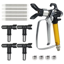 Airless Paint Spray Gun High Pressure 3600 PSI with Reversible 215/315/417/523 Nozzle Tip Guard 5PCS Spray Gun Filter 4PCS Seal Tip Gaskets for Airless Paint Sprayers ZT 811S