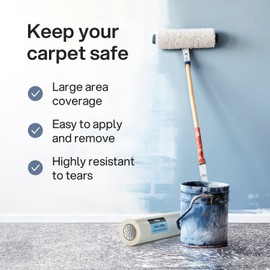 Kenley Carpet Protection Film - Self Adhesive Plastic Carpet Protector Film - Heavy Duty Shield Covering for Stairs Floor Runner Surface - Puncture & Water Resistant Sticky Protection Roll (24"x200')