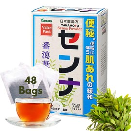 山本漢方製薬株式会社 YAMAKAN Senna Herbal Tea Bags with 100% Senna leaf, Tea Bags for Gentle Relief of Occasional Constipation, Supports Regular Digestion, Caffeine Free Value Pack with 48 Decaf Bags