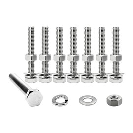 5/16-18 x 2-1/2" Hex Bolts Set, 8 Sets 5/16"-18 Thread 2-1/2" Inches Long, Hexagon Bolt Nuts, Flat & Lock Washers, Stainless Steel 304 Right Hand Fully Thread Heavy Duty Hex Bolts Assortment Kit