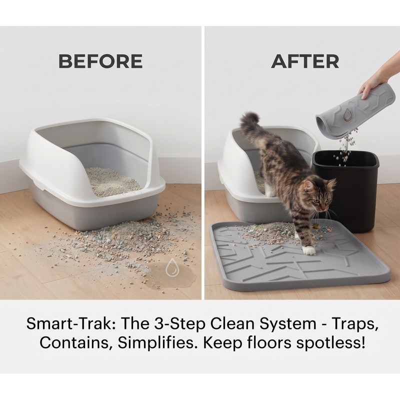 Double-Layer Waterproof Cat Litter Mat & Trapping Carpet – Foldable,