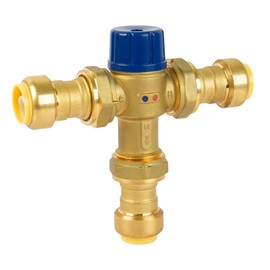 3/4 Inch Brass Thermostatic Mixing Valve,Push To Connect Brass Plumbing Fitting,Compatible with CTS,CPVC,SDR-9 HDPE,and PEX Fittings