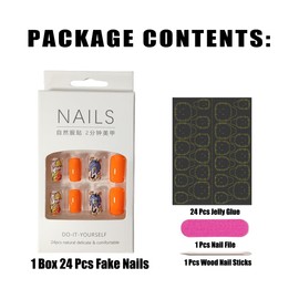 Fall Leaf Fake Nails Thanksgiving Press on Nails Medium Coffin Fake Nails Stick on Nails Autumn Acrylic Nails with Umbrella Maple Leaves Design Thanksgiving Full Cover False Nails for Women Girls