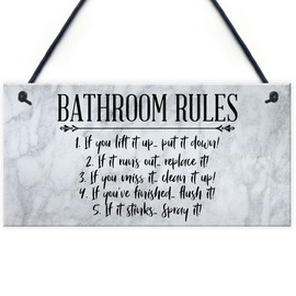 RED OCEAN Bathroom Rules Sign Marble Theme Home Decor Bathroom Toilet Sign Home Gift