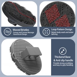 Cepillo de ducha de silicona para exfoliación suave y espuma con exfoliante corporal y lavado, duradero e higiénico, exfoliante de limpieza profunda para todo tipo de piel, esencial para ducha (gris +