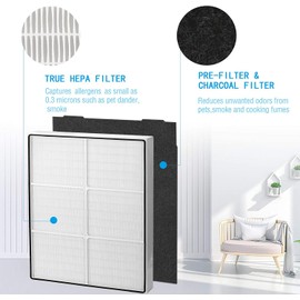 UOUOLONUN 510 & 450 Replacement Filter - Compatible with Whirlpool Whispure 8171434K 1183054K 1183054 AP300 AP350 AP450 AP510 Air purifiers, 1 True HEPA Filter + 4 Carbon Filters
