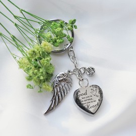 DAIFFUNE Heart Urn Necklace for Ashes Cremation Jewelry Urn Keychain for Ashes with Birthstone Cremation Keychain