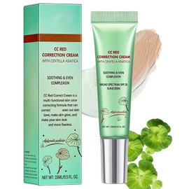 CC Cream Green Concealer with Centella Asiatica - Tinted Moisturizer, Lightweight Skin Perfector with SPF25 - Covering Corrector for Invisible Pores - Minimizes Pores - 15ml (Green)