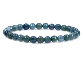 Keleny Green Moss Agate Crystal 6mm Round Beads Rock Yoga Stretch Bracelet 7 Inch Unisex