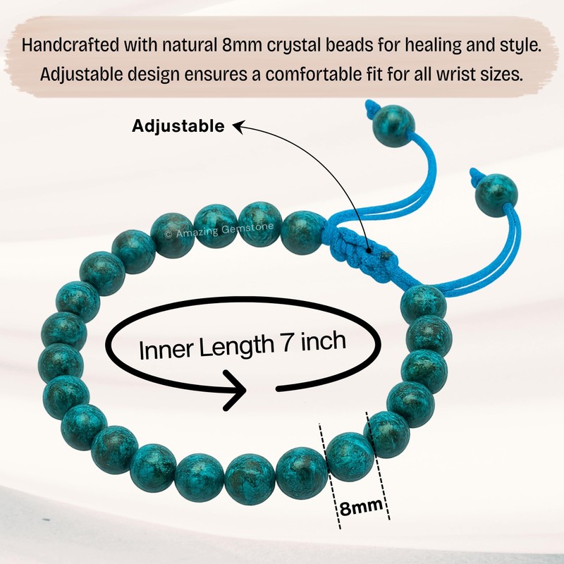Amazing Gemstone Chrysocolla Bracelet, Gifts For Men & Women -