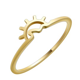 LUTAKU Sun Sunrise Ring for Women Girls Sunshine Wave Stack Midi Rings Stainless Steel View Jewelry Gift Dainty Sunset Ring (Gold)