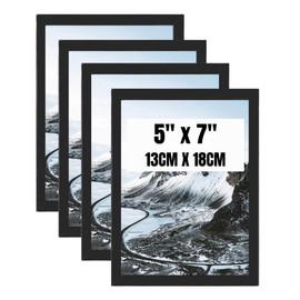 Pack of 4 Black Styrene Photo Frame 7x5 – Wall Mount and Tabletop Picture Frames – Shatter-Resistant Lightweight Styrene Frames – 100% Recyclable Material – Eco-Friendly 7x5 Photo Frames
