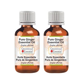 Greenwood Essential Pure Ginger Essential Oil (Zingiber officinale) Steam Distilled (Pack of Two) 100ml X 2 (6.76 oz)