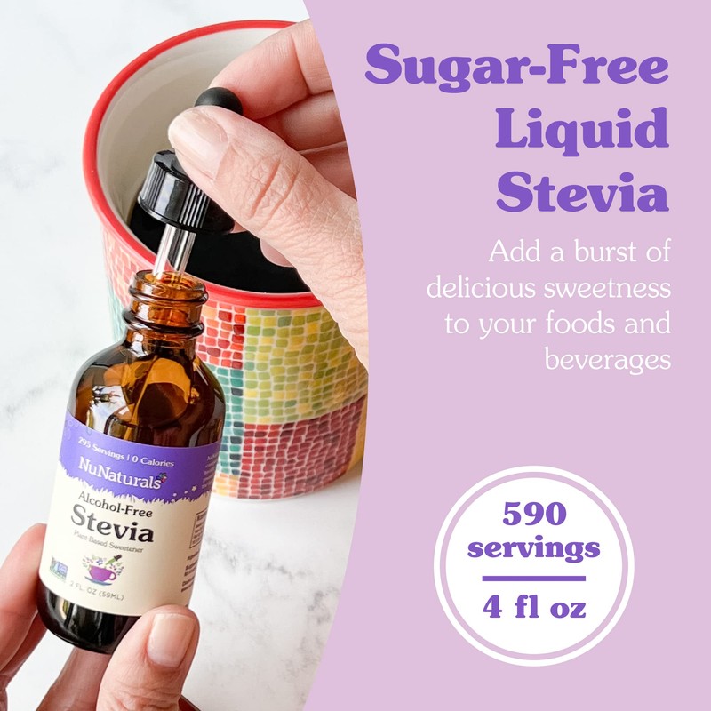 NuNaturals Liquid Stevia, Sugar-Free Sweetener, Plant-Based Sugar Substitute, Zero Calorie,