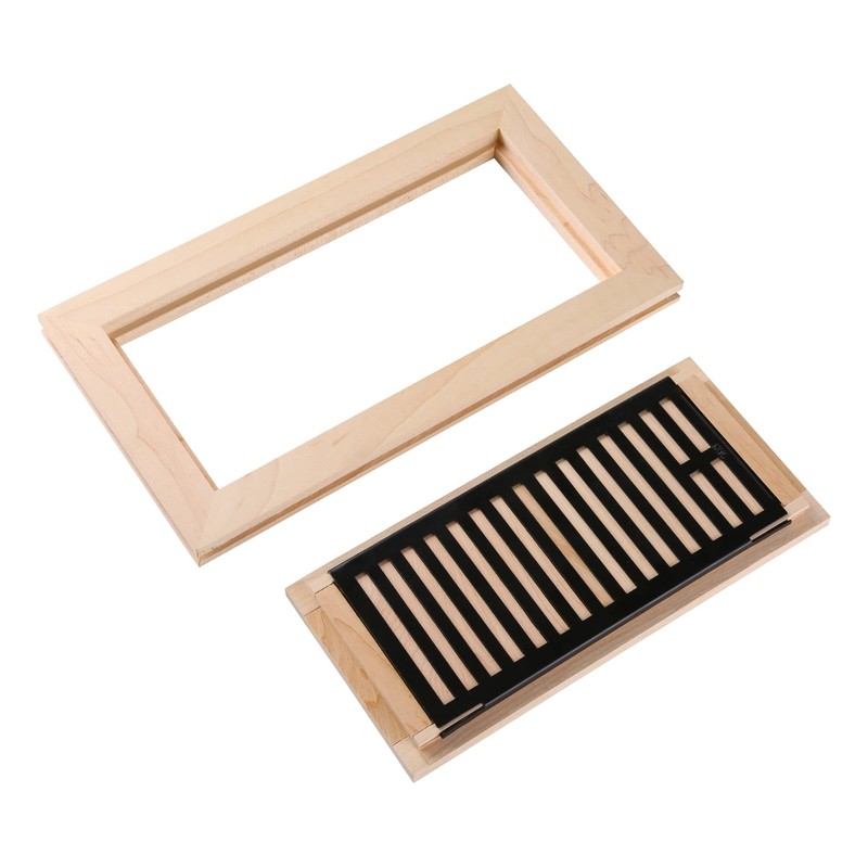 Homewell Maple Wood Floor Register, Flush Mount Vent with Damper,