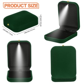 KUKUVR Velvet Necklace Pendant Gift Box with LED Light, Jewelry Holder Box for Necklace Pendant Eerring Bracelet, Small Jewelry Storage Display Case for Women girl (Green)