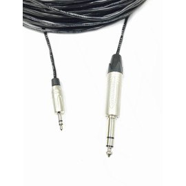 20 Foot 1/8" (3.5mm) Stereo to 1/4" (6.35mm) Stereo Pro-Audio Balanced Cable by Custom Cable Connection - black jacket