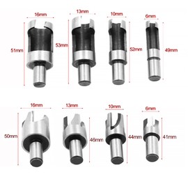 NIYATA 8-Piece Tenon Drill Set, Carbon Steel, Wood Plug Cutter Drill, Dowel Tenon Cutter Set for Hand Drill, Woodworking 6 mm/10 mm/13 mm/16 mm