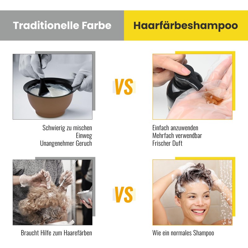 Dark Brown Hair Dye Shampoo for Grey Hair (Dark Brown