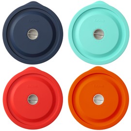 Replacement Lids for Pyrex 7200-PC 2 Cup, Silicone Round Storage Cover Lid for Anchor Hocking Glass Bowl 4 Pack with Date Mark