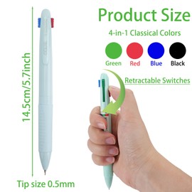 X-BLTU 4-in-1 Retractable Ballpoint Pens Gel pens 0.5mm, 12 Pcs Press Plastic Coloured Ballpoint Pen for School Office Supplies Gifts, Multicoloured Pens for Kids Children Students Teachers