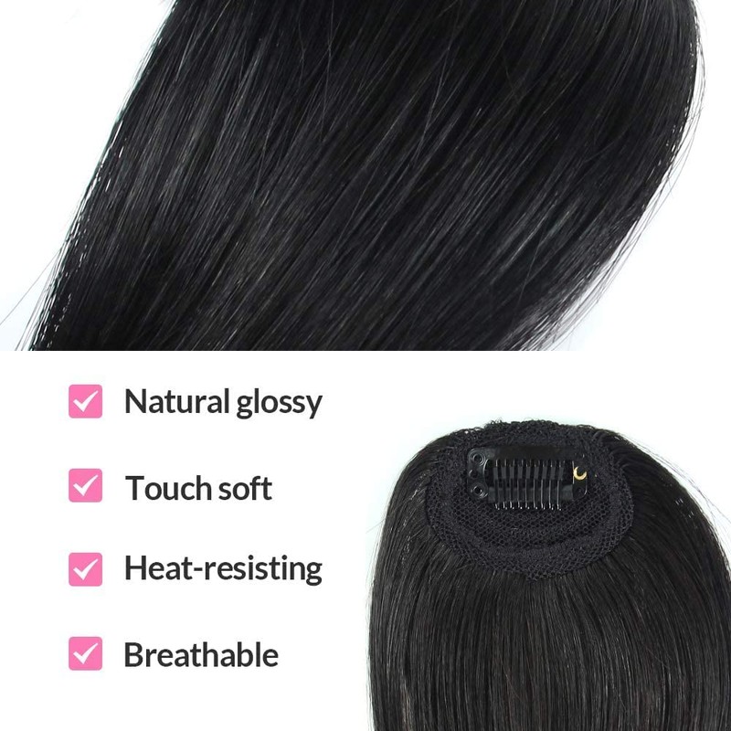 Dsoar Clip in Side Bangs Real Human Hair Bang Natural