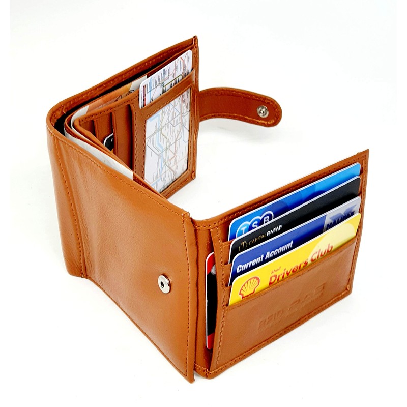 RAS WALLETS Men's RFID Passcase Trifold Real Leather Wallet Multi
