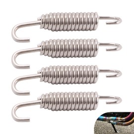 awlbed 4 PCS Motorcycle Exhaust Pipe Stainless Steel Tension Spring Hook, 2.28" Exhaust Pipe Scorpio Yoshimura Spring Hook Rubber Tension Spring, Car Parts, Universal for Most Cars (Silver)