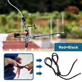 ECSiNG 2 Pieces Archery Finger Sling Adjustable Bow Rope Archery Classic Bow Finger for Classic Bow Replacement Accessories Red and Black