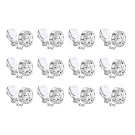 RUIFUU 12 Pairs Dance Clip On Earrings Rhinestone Earrings Crystal Stick On Earring Sport Earrings Clip on Studs for Women Brides Bridesmaids Non Pierced Earrings