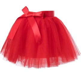 PLIKSUVER Girls Tutu Skirt 7 Layers Tulle Skirts for Kids Party Dance Tutu Elastic Waistband for 3-8 Years Birthday/Princess/Photography/Daily Wear Red