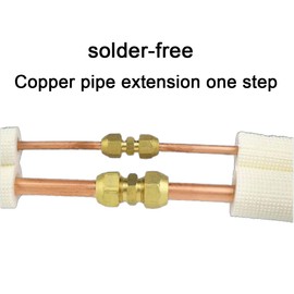 2Pieces Copper Pipe Extension Joint Connectors for Air Conditioning Pipe Coupling Adapters with Flare Nuts and Connectors for Copper Tube Diameter 3/8 and 1/4-Inch