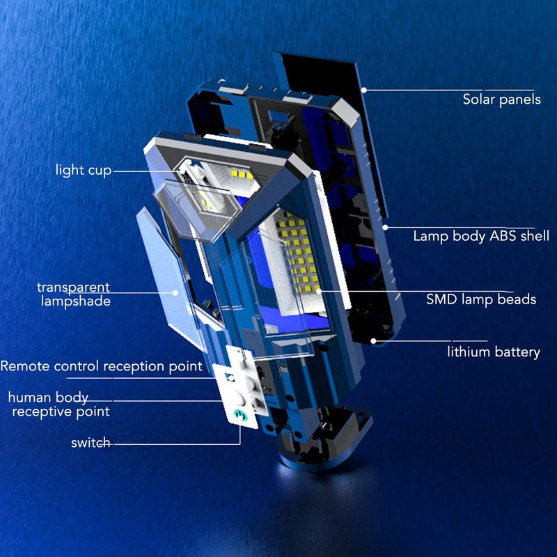 Solar Wall Light IP65 Waterproof 3000LM 2400MAH Battery Motion Sensor