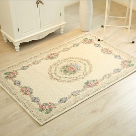 Ukeler Luxury Soft Rustic Floral Doormat Washable Elegant Non Slip Accent Floor Rugs for Bedroom Bathroom Kitchen (Rural Flower, 23.6''x35.4'')