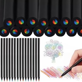 Lápices de arco iris, paquete de 15 lápices de colores arco iris, 7 colores en 1 lápiz multicolor, lápices multicolor para colorear adultos,Accesorios de arte de lápiz de color para niñas