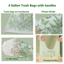 55pcs Small Trash Bags for Bathroom, Office, Kitchen,Bedroom Waste Bin 4 Gallon 1.1 Mil Thick Garbage Bags Separated Strong Rubbish Bags (Green, 55 Counts)