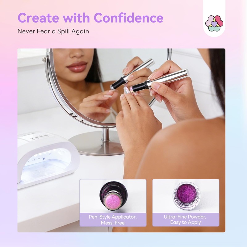 Air Cushion Chrome Nail Powder Pen for Beginners, Mermaid