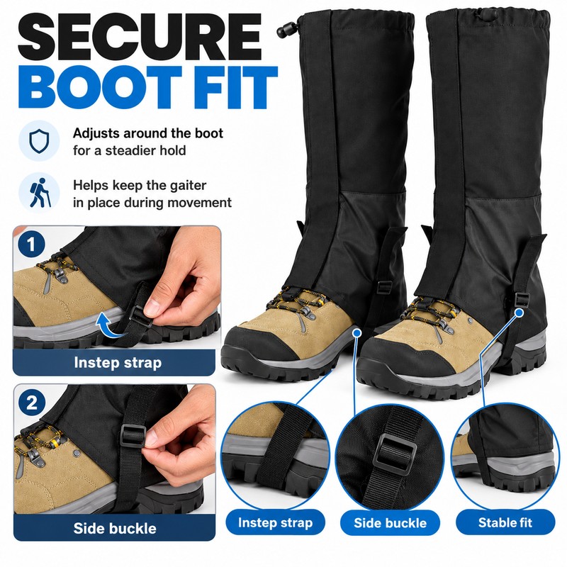 Waterproof Hiking Leg Gaiters for Snow, Sand and Mud Protection,