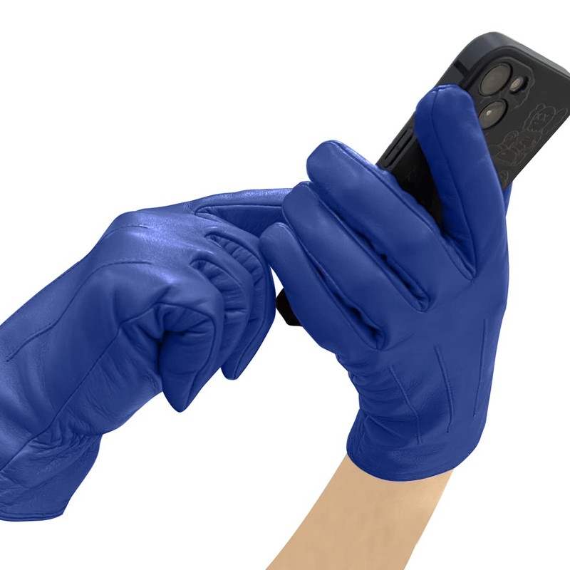 Harssidanzar Leather Gloves Women, Winter Warm Fleece Lining Touchscreen Vintage